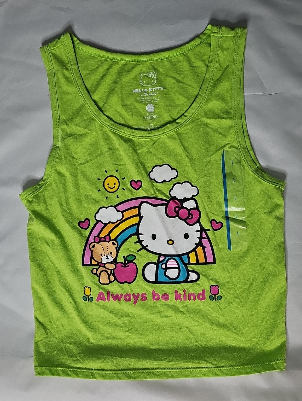 Hello Kitty Lime Green Tank Top with Rainbow Graphic